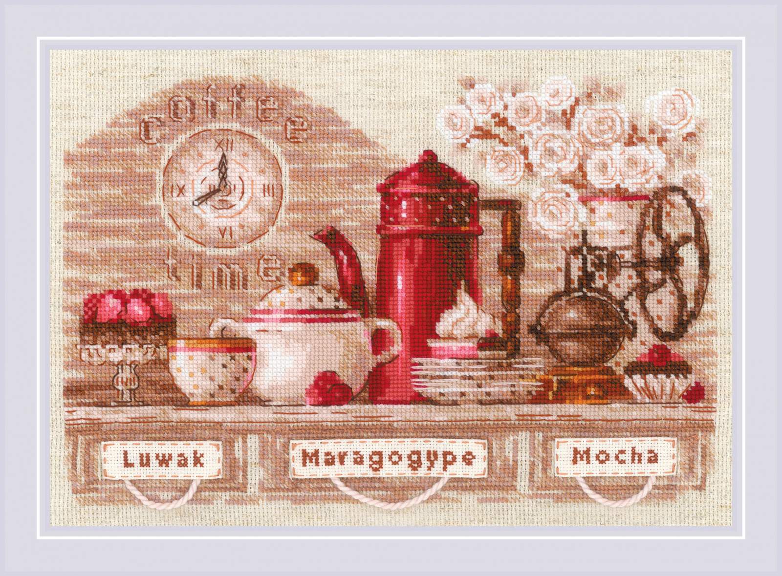 Набор для вышивания крестом Coffee Time, Время кофе, LETI-927, 15x14см, Luca-S Letistich