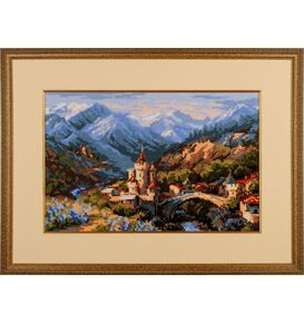  Вышитая картина "Замок в горах" – фото 1