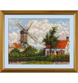 Наборы для вышивания «Ветряная мельница в Кноке» по мотивам картины К. Писсарро – фото 1