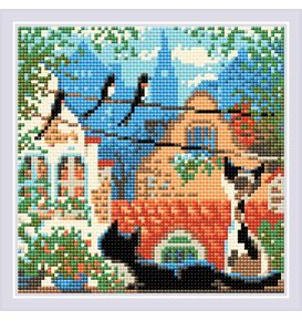  Алмазная мозаика  "Город и кошки. Лето" – фото 1