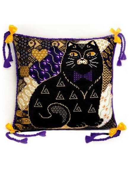 Наборы для вышивания Подушка с черным котом – фото 1