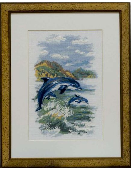  Вышитая картина "Дельфины" – фото 1
