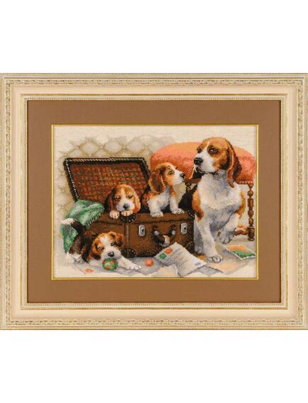  Вышитая картина "Собачье семейство" – фото 1