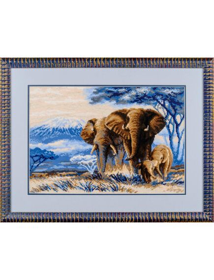  Вышитая картина "Слоны в саванне" – фото 1
