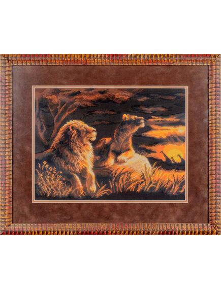  Вышитая картина "Львы в саванне" – фото 1