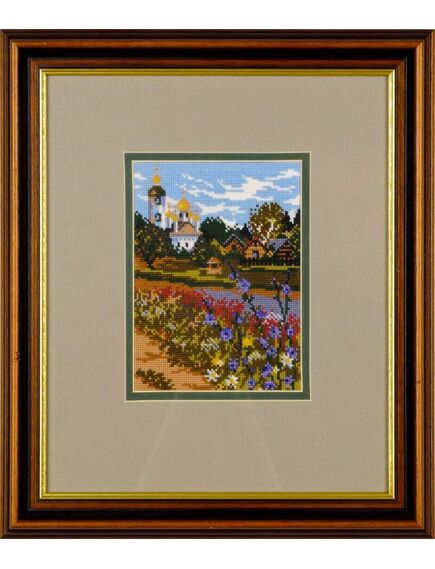  Вышитая картина "Летний пейзаж с цикорием" – фото 1