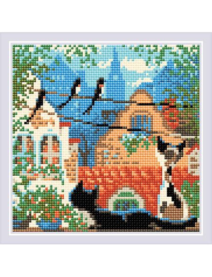  Алмазная мозаика  "Город и кошки. Лето" – фото 1