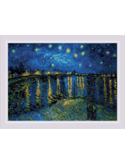 Наборы для вышивания Звездная ночь над Роной по мотивам картины В. Ван Гога – фото 1