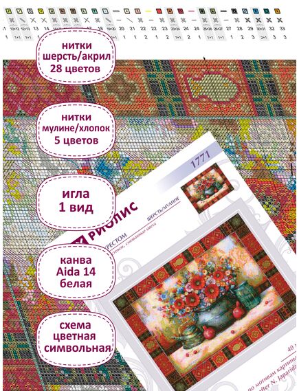 Наборы для вышивания Натюрморт по мотивам картины Н. Джапаридзе – фото 3