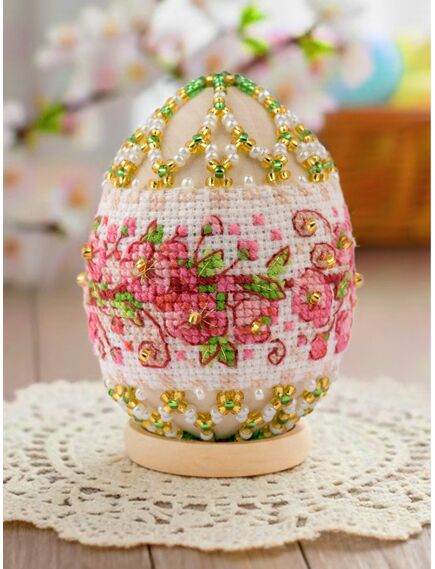 В224 Набор для бисероплетения "Яйцо пасхальное Яблоневый цвет" – фото 3