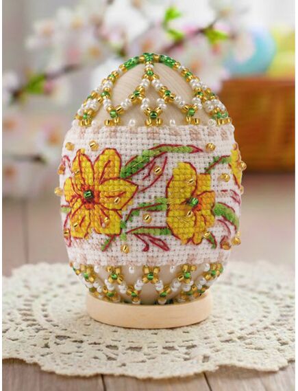  В225 Набор для бисероплетения "Яйцо пасхальное Нарциссы" – фото 3